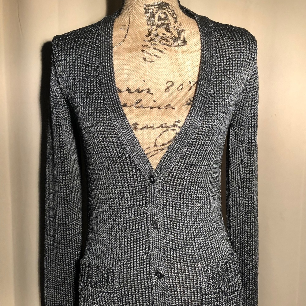 J. Crew Women's Grey Metallic Cardigan Sweater